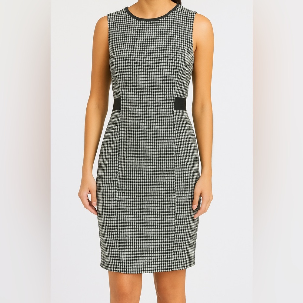 Calvin Klein Black and White Strapless Sheath Dress